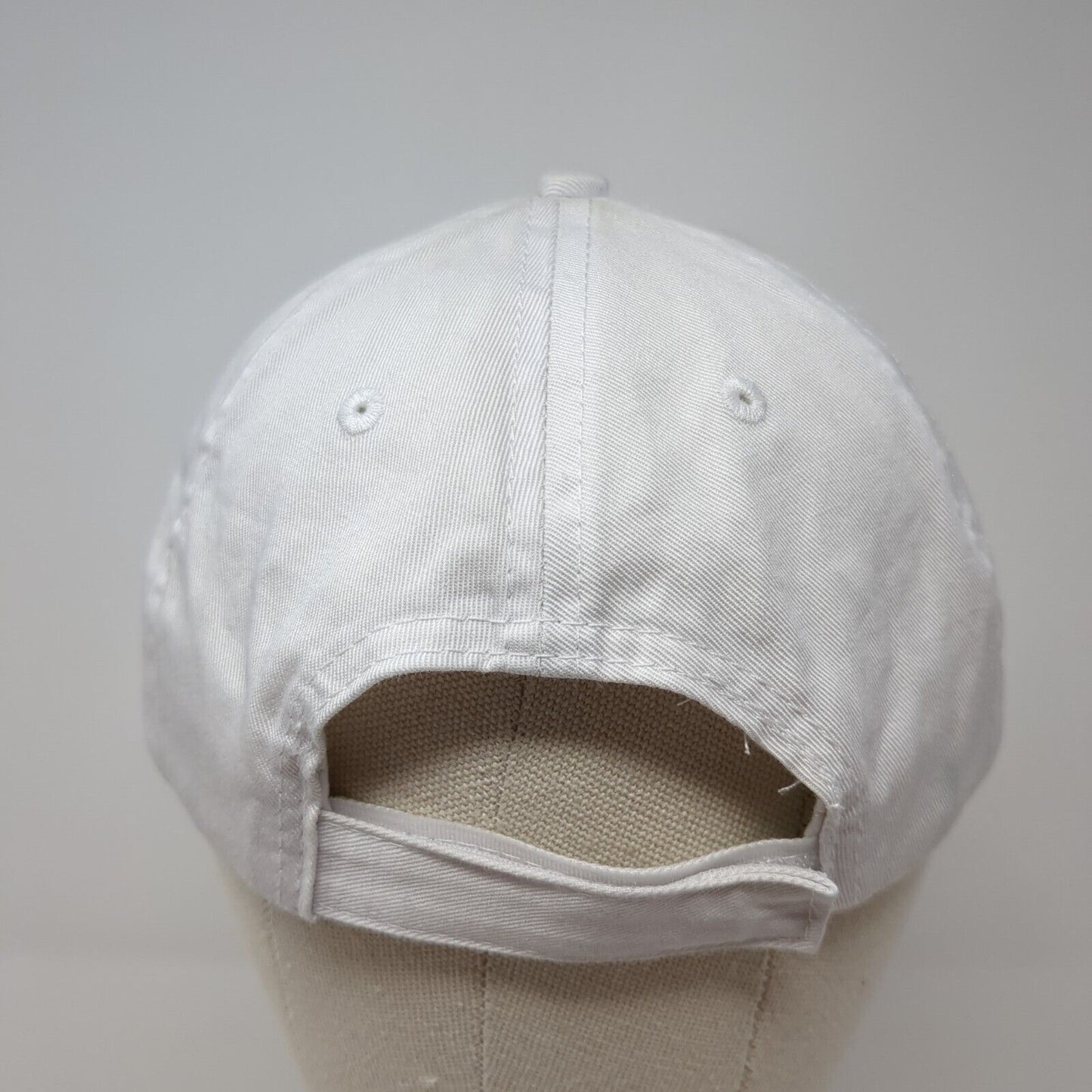 Port & Company Strapback Hat White OS Adjustable Vented Holes 6 Panel Blank