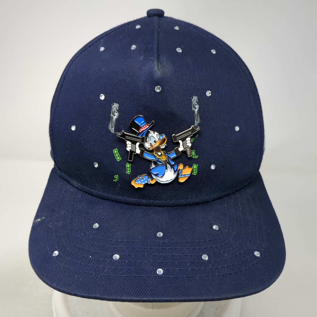 Cash Only 5 Panel Blue Hat One Size Donald Duck Rhinestone Montana Power Respect