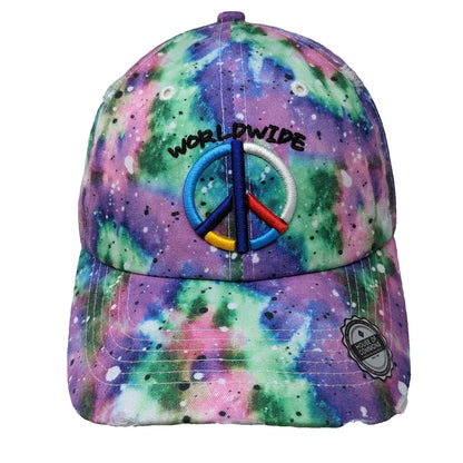 House of Commons Purple Peace Sign Distressed Tie Dye Baseball Cap One Size