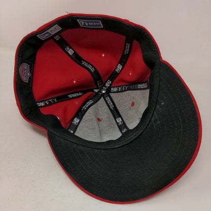 New Era Men's 59Fifty Fitted Hat Red 7 7/8 Greenville Drive Made USA Autographed