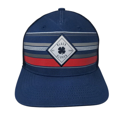 Black Clover Est. 2008 Live Lucky Snapback Trucker Hat Blue OSFA Mesh Back