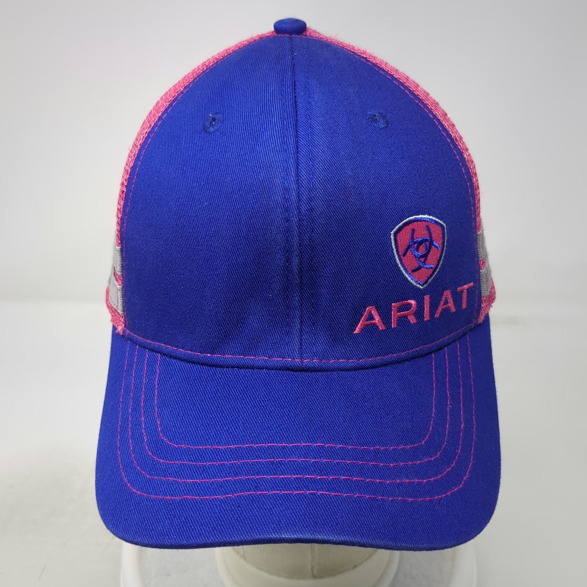 Ariat Trucker Hat Blue Pink One Size Snapback Mesh Reflective Logo shield