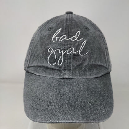 Bad Gyal Slideback Hat Gray One Size Embroidered Leather Strap Adams