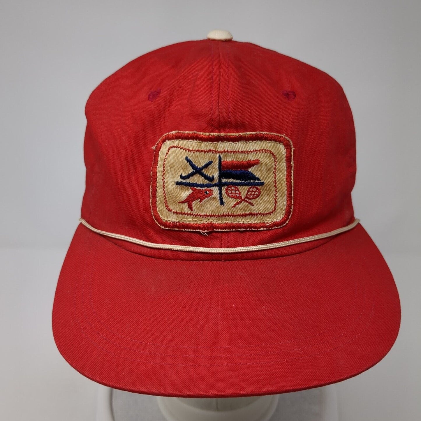 Unbranded Snapback Rope Hat Red One Size Adjustable Solid Patch Outdoor