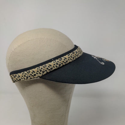 Walt Disney World Womens Sun Visor Cap Hat Black Leopard Print Mickey Mouse Golf