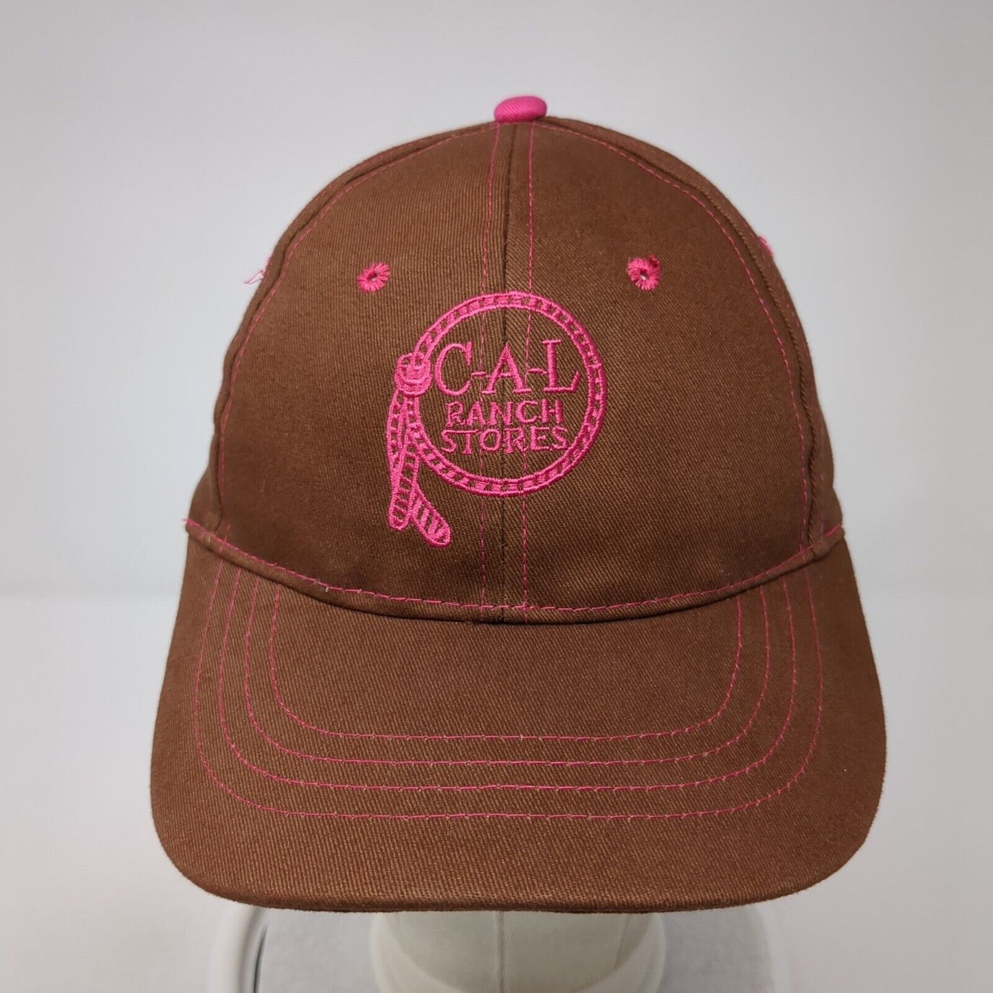 C-A-L Ranch Stores Strapback Hat Brown One Size Adjustable Embroidered Cotton