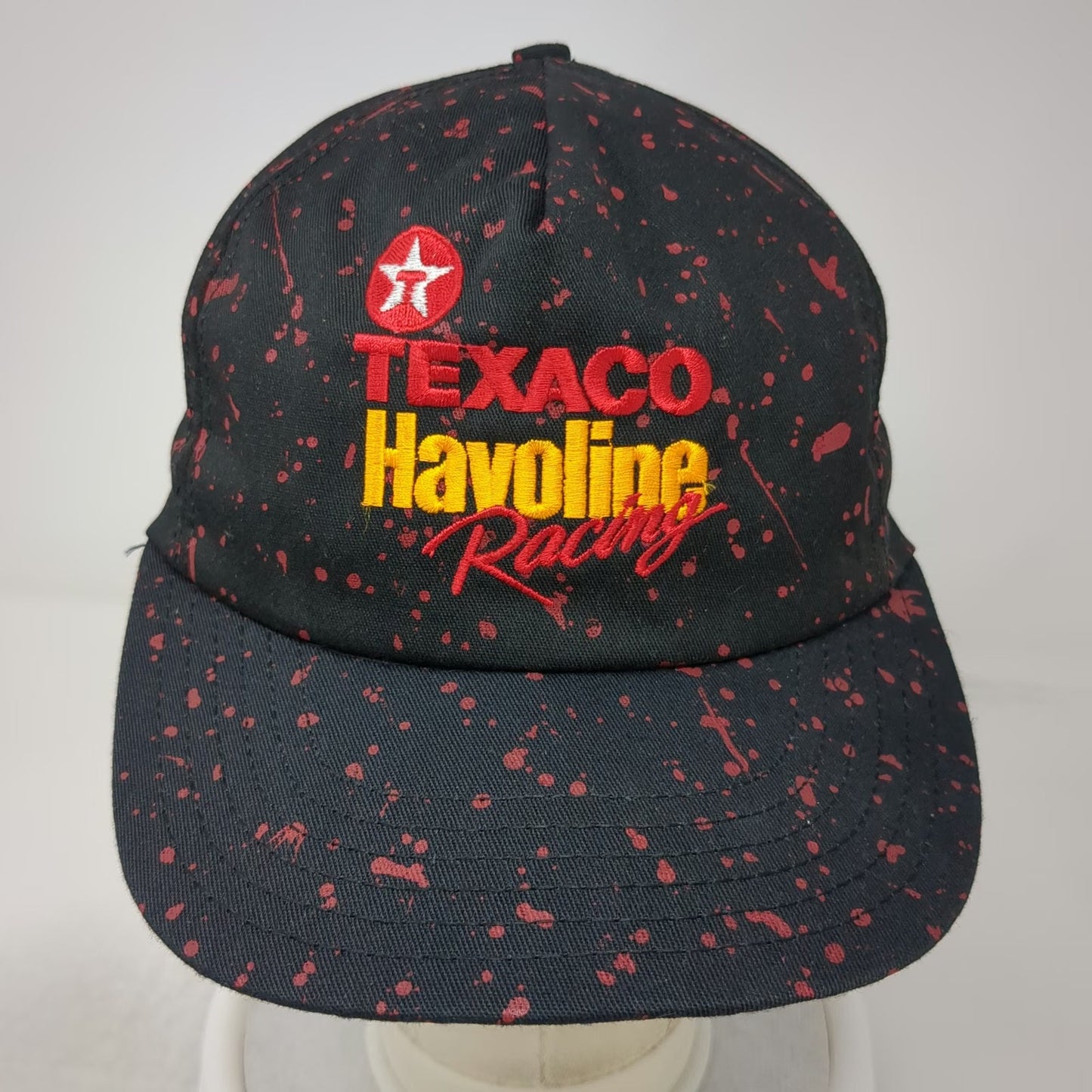 Sports Image 5 Panel Black Hat OS Snapback Texaco Havoline Racing USA Vintage
