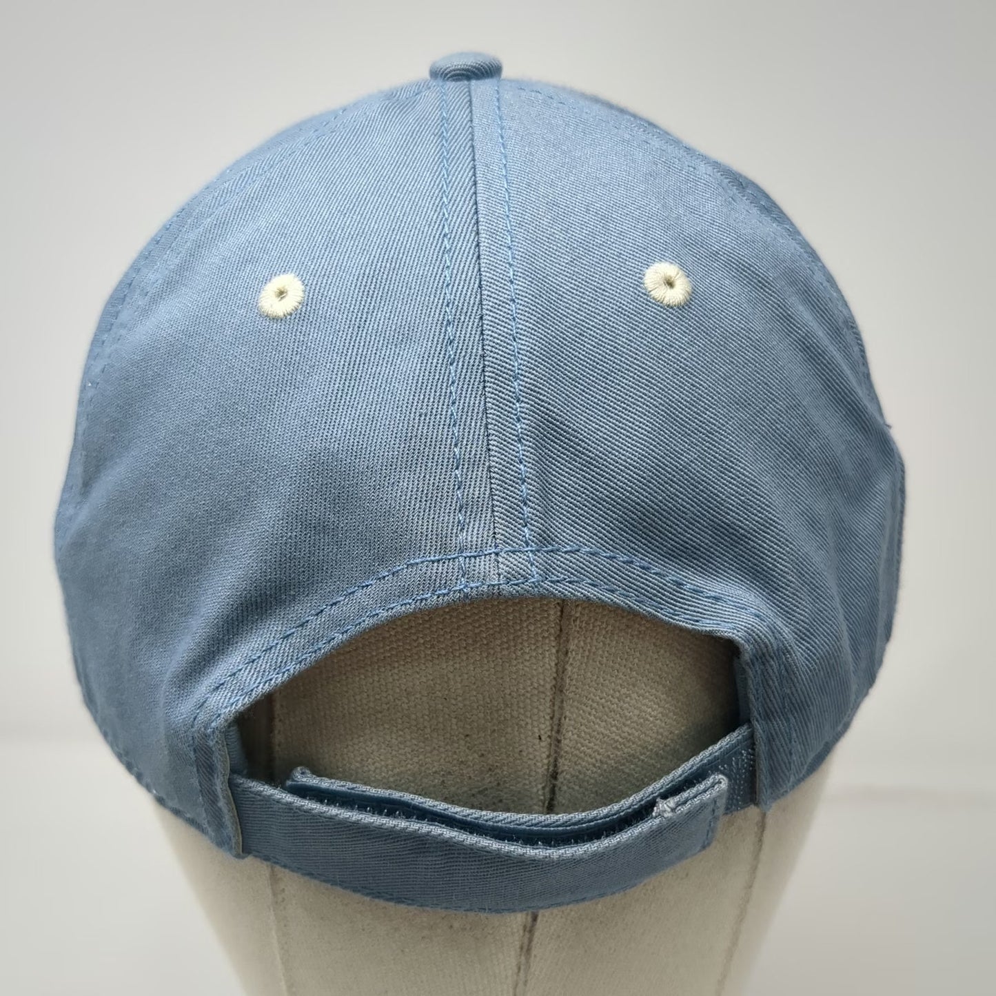 Ascend Baseball Cap Hat Blue Beige One Size Embroidered Logo Strapback Cotton