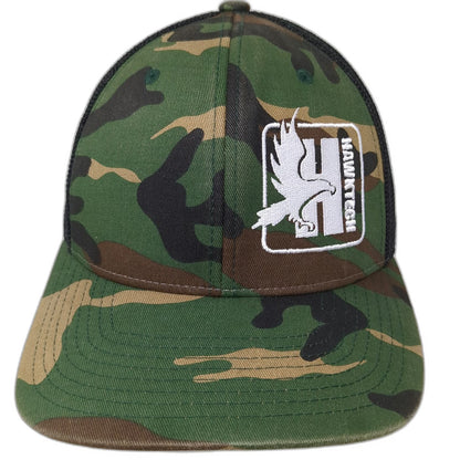 Richardson Baseball Cap Green Black XL Hawktech Logo Patch Camo Mesh Flexfit Hat