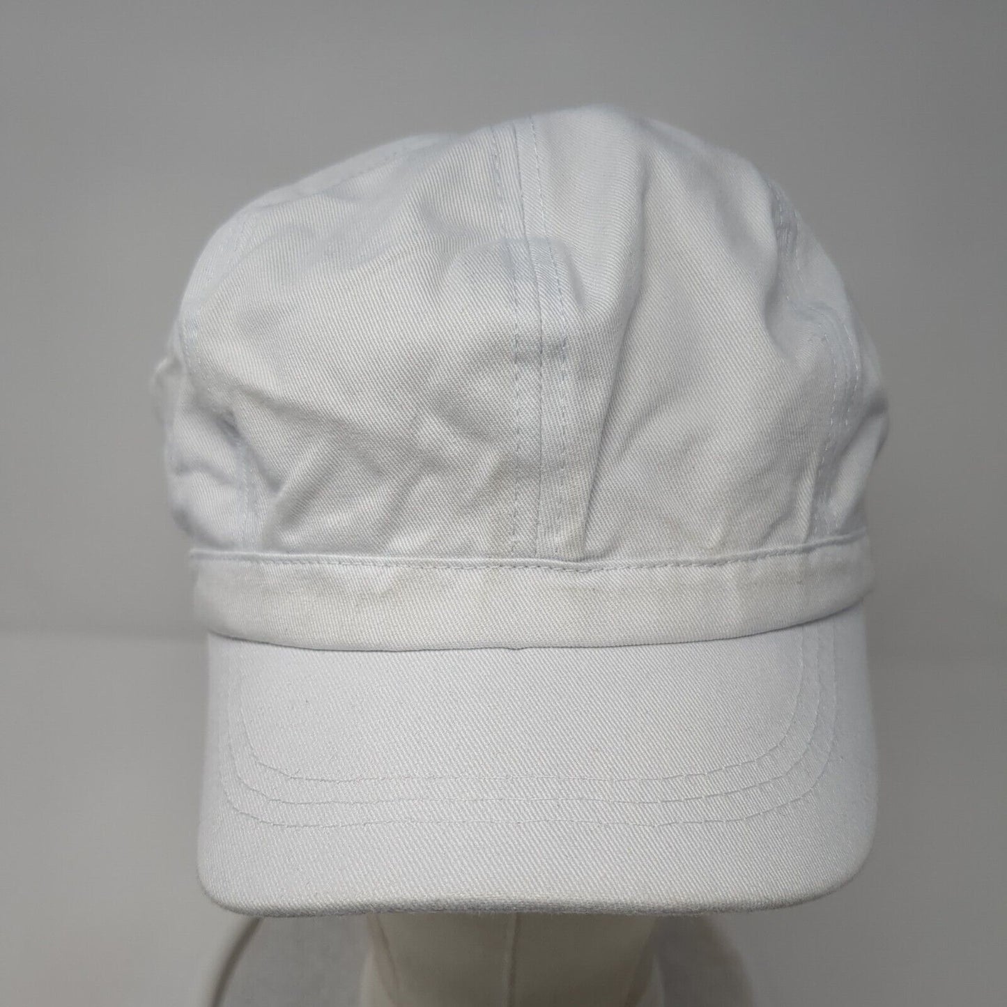 Army Crew Fitted Newsboy Cap White 57cm Stretch Lightweight Blank Cotton
