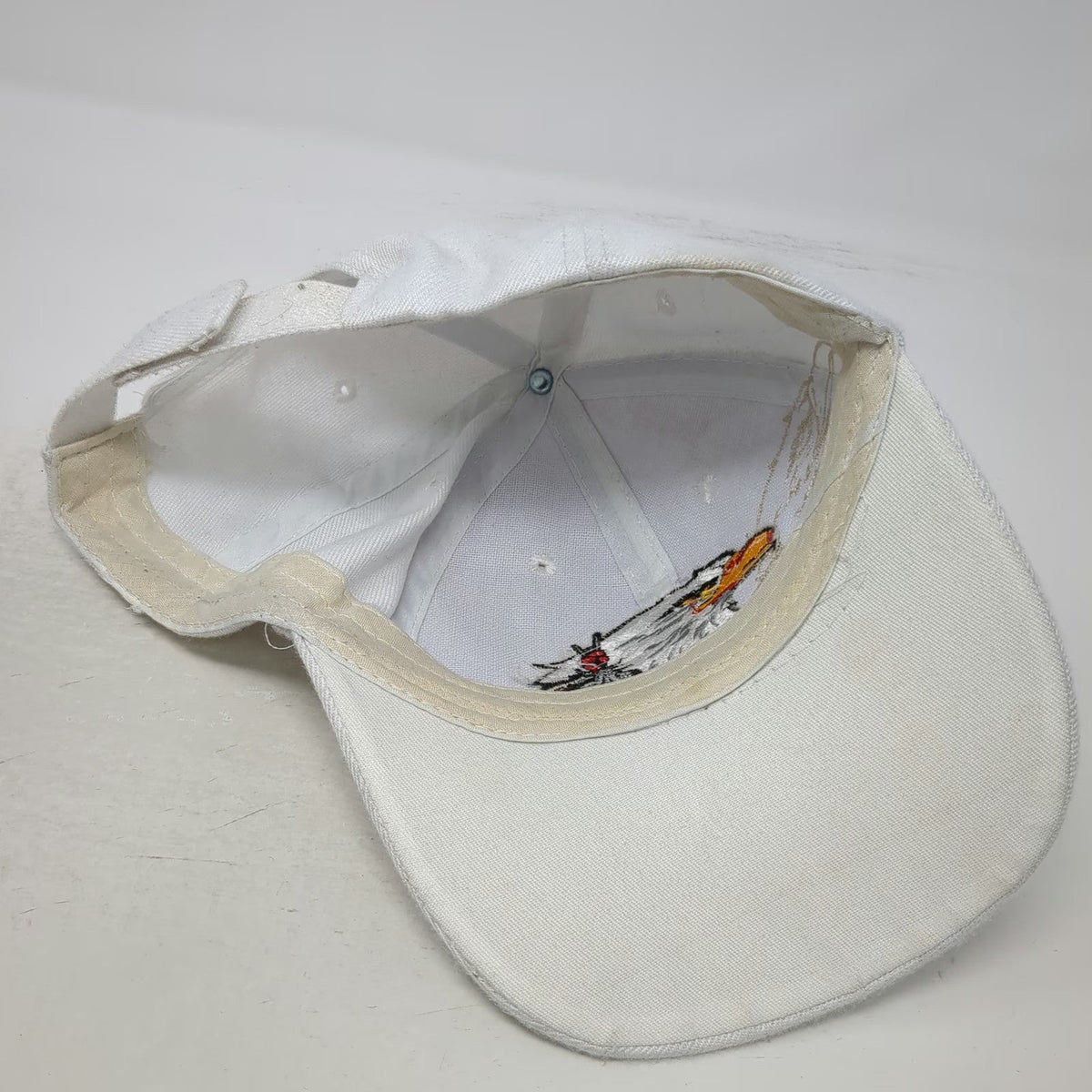 Native Pride White Baseball Cap One Size Embroidered Eagle Feather Strapback Hat