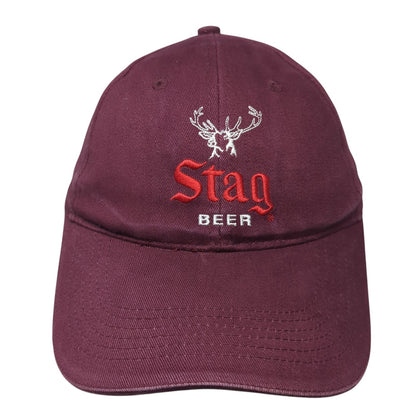 Stag Beer Strapback Hat Red One Size Adjustable Embroidered 6 Panel
