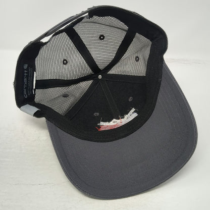 Carhartt Trucker Hat Gray One Size American Flag Snapback Graphic Mesh Hat