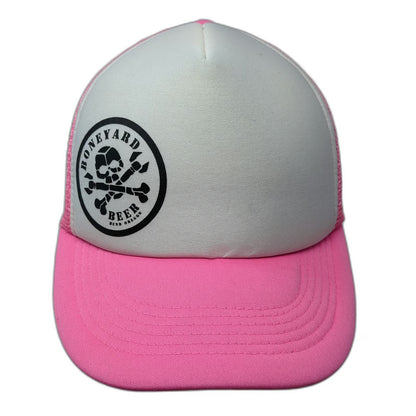 Cobra Trucker Hat Pink White OS Boneyard Beer Bend Oregon Brewery Mesh Snapback