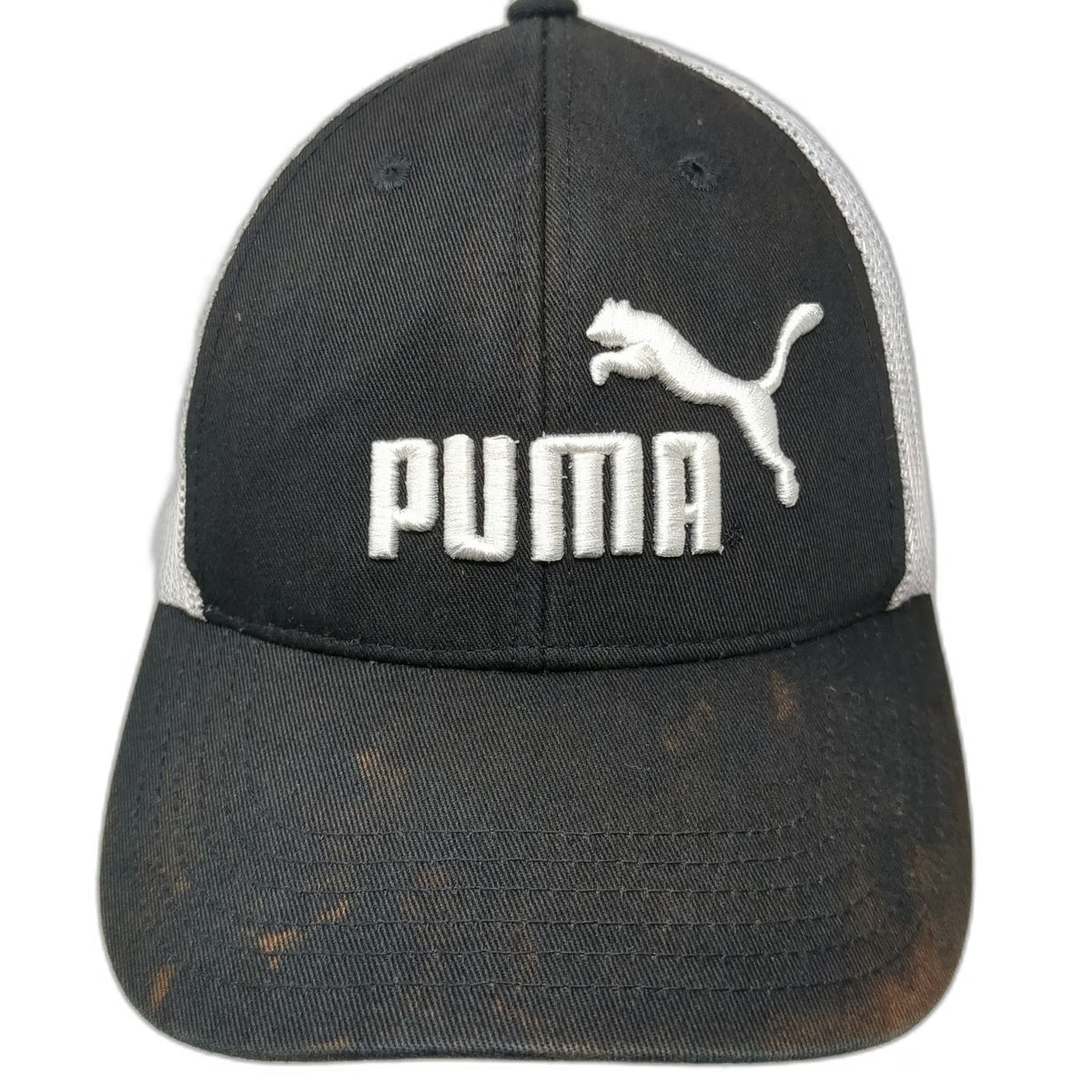 Puma Trucker Hat Black One Size Mesh Back Snapback Embroidered Logo Athletic