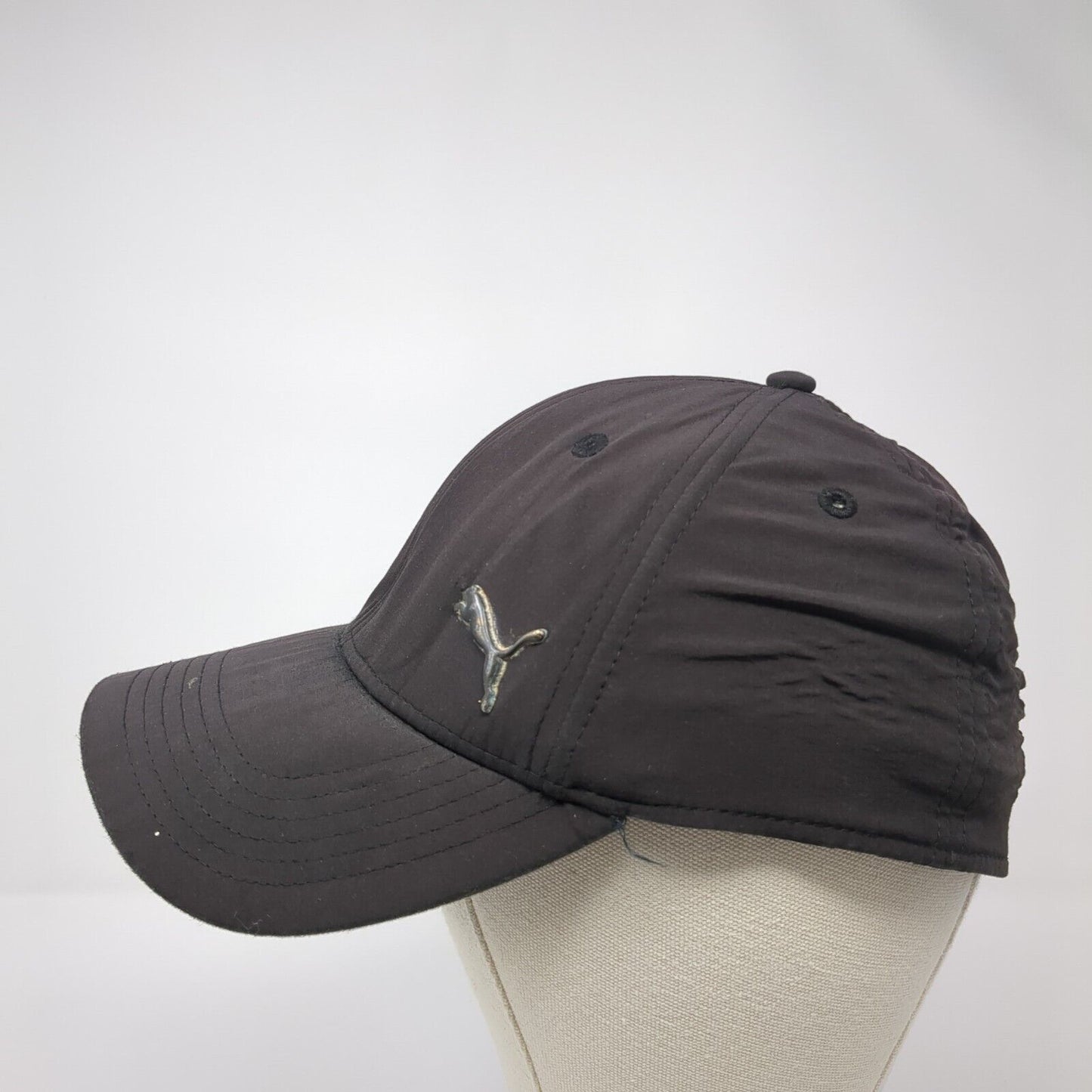 PUMA Fitted Baseball Cap Black Size S/M Lightweight Embroidered 6 Panel