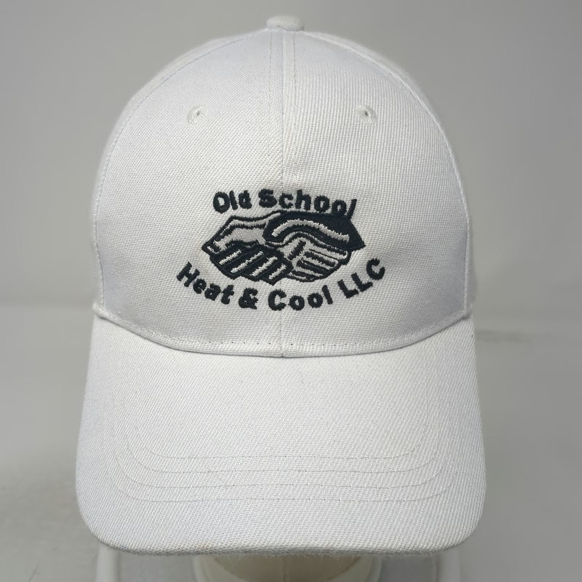 Baseball Cap White One Size Heat & Cool LLC Handshake Strapback Hat Acrylic HVAC
