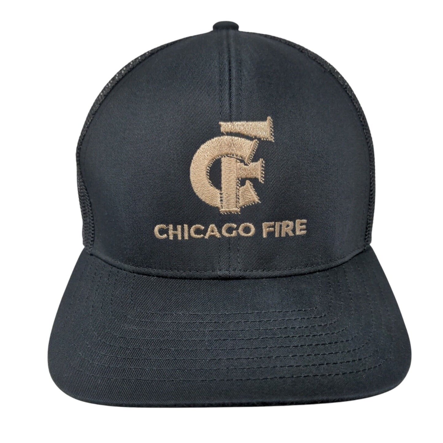 CF Chicago Fire Snapback Mesh Back Trucker Hat Black OSFA Embroidered