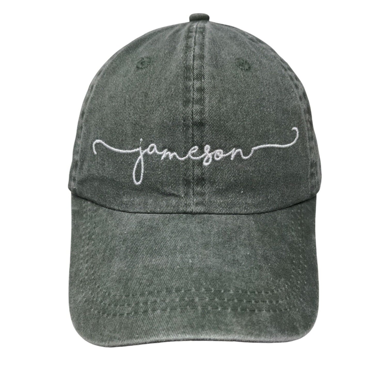 Jameson Slideback Hat Green OSFA Adjustable Embroidered Vented Holes 6 Panel