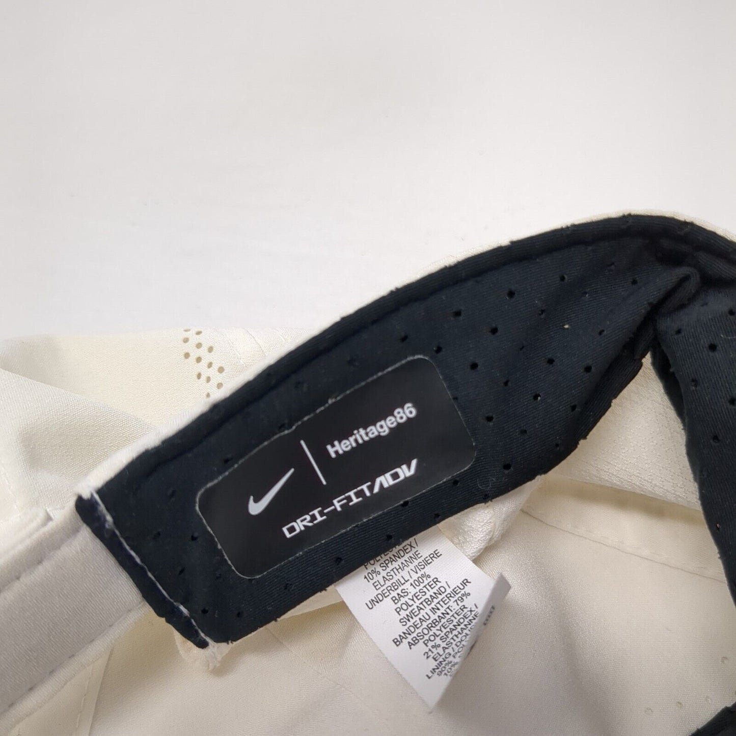 Nike Swoosh Strapback Hat White Cream One Size Laser Cut Heritage86