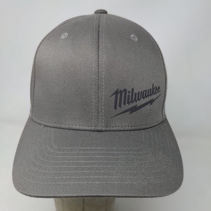 Flexfit Men's Fitted Hat Gray Size S/M Graphic Milwaukee Tools Logo