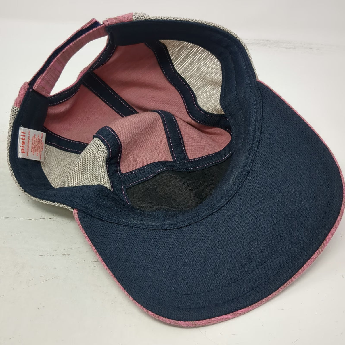 Pistil 5 Panel Pink One Size Mesh Back Strapback Hat Embroidered Logo