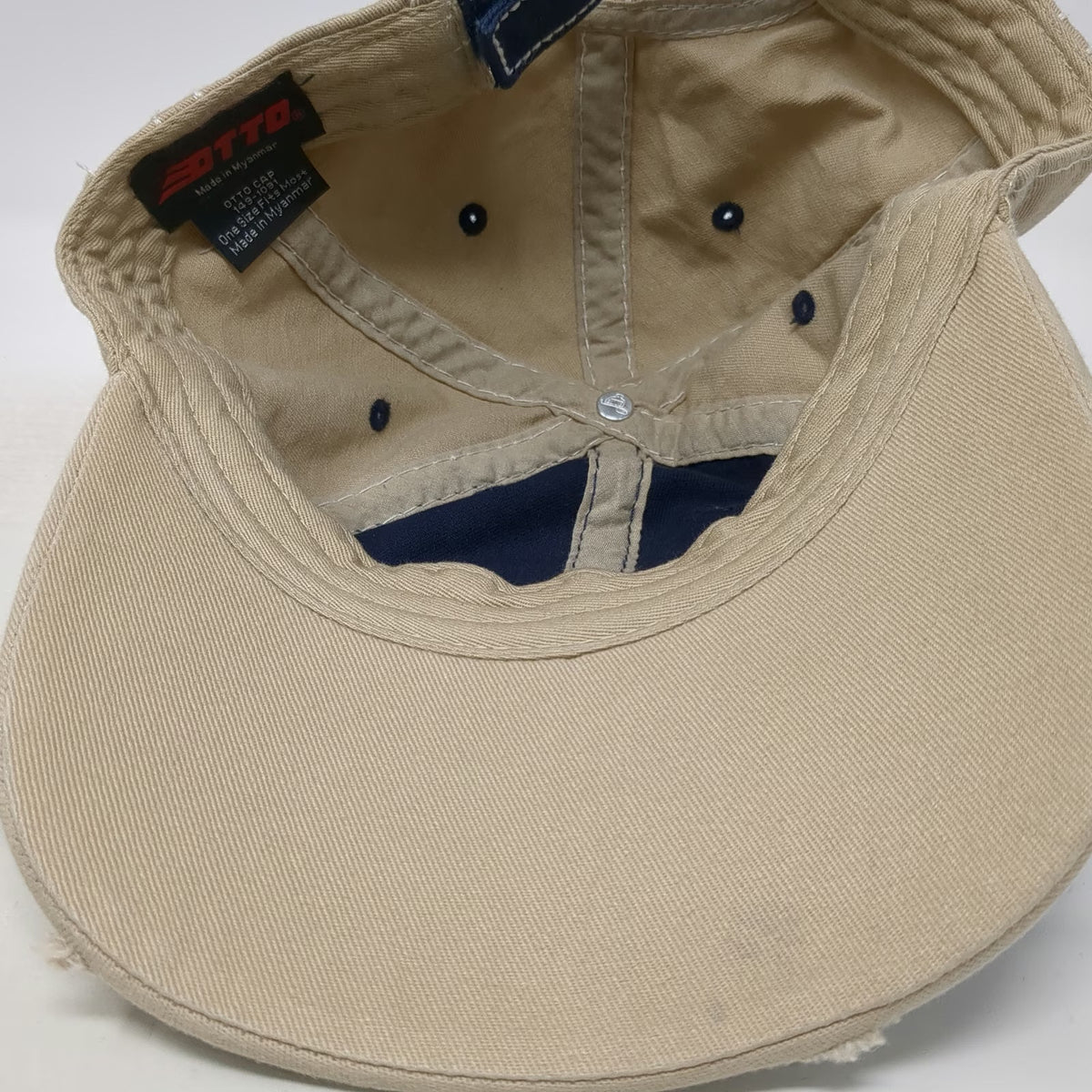 Otto Baseball Cap Blue Beige OSFM Mule Deer Foundation Contrast Stitching Hat