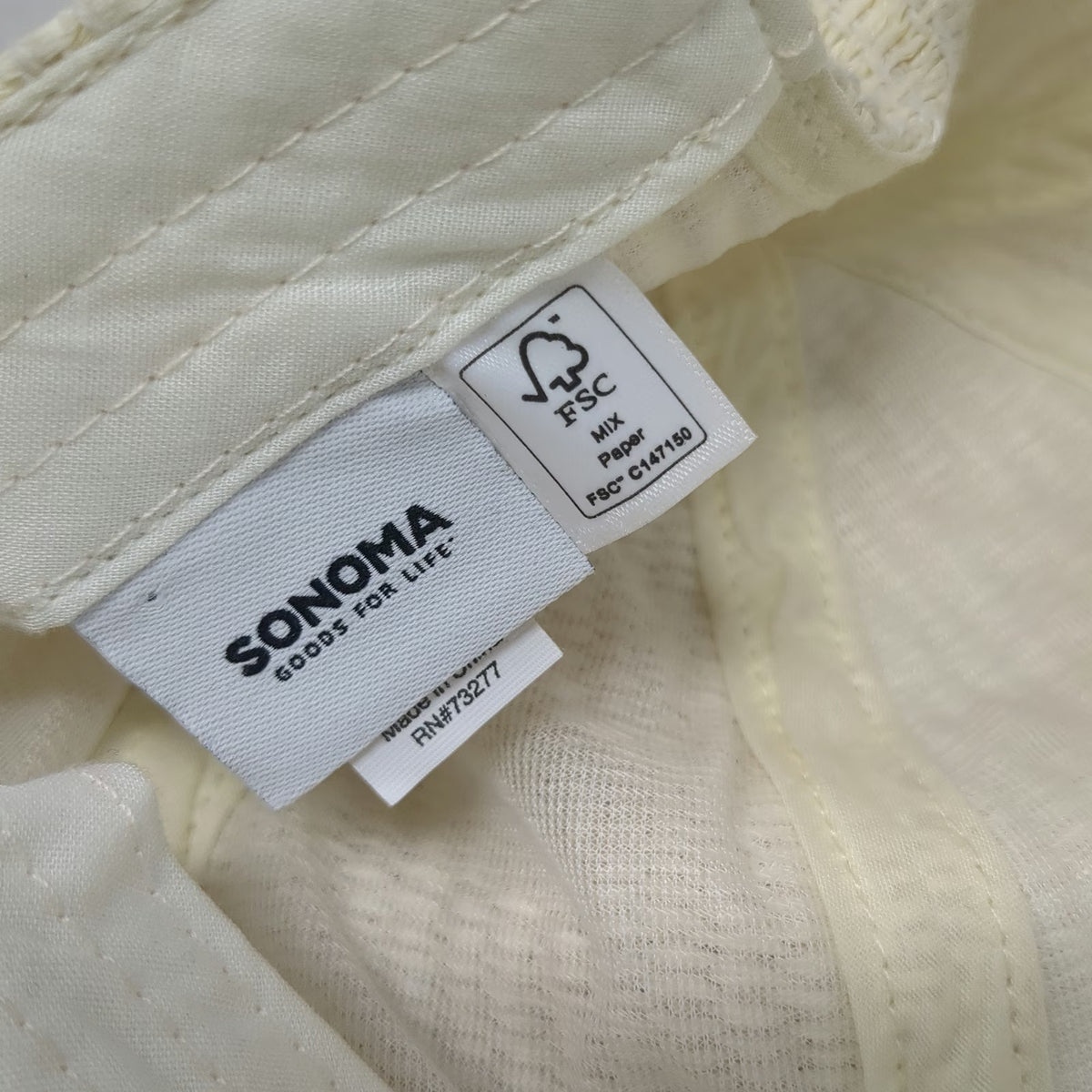 Sonoma Baseball Cap Beige One Size Slideback Woven Straw Frayed Brim Hat Blank