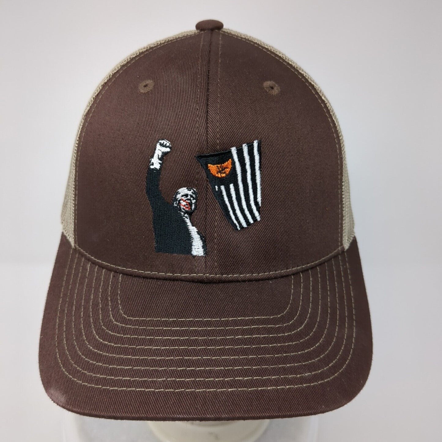 Lindo Lids Snapback Mesh Back Trucker Hat Brown One Size Embroidered