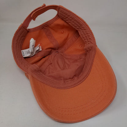 ROXY Strapback Hat Orange One Size Adjustable Embroidered Vented Holes Cotton