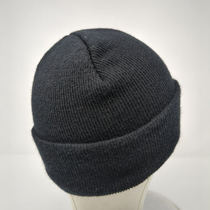 SCFMG Knit Beanie Hat Black One Size Embroidered Solid Outdoor Stretch
