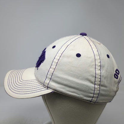 TCU Horned Frogs NCAA White Baseball Cap One Size Purple Stitch Go Chenille Hat