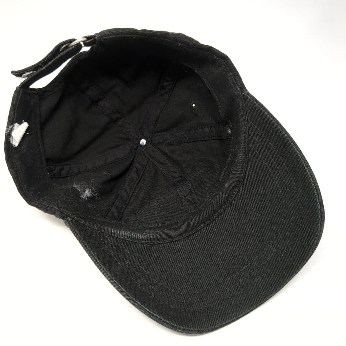 Unbranded Strapback Hat Black One Size Adjustable Vented Holes 6 Panel Blank