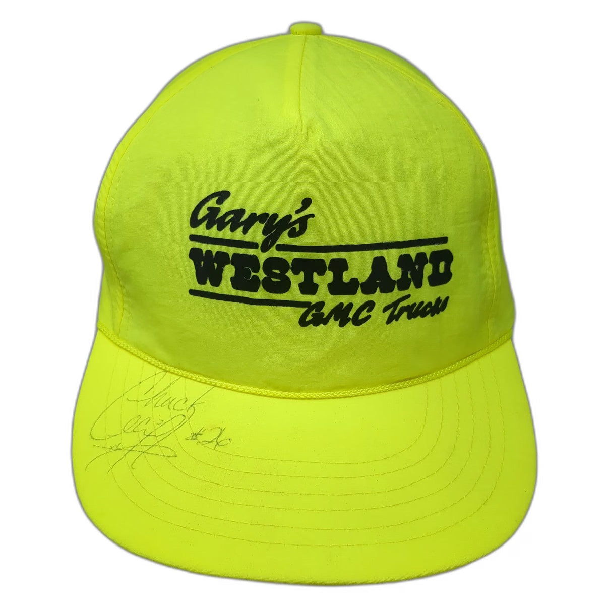 Sporismon 5 Panel Hat Green One Size Nylon Snapback GMC Trucks Autographed
