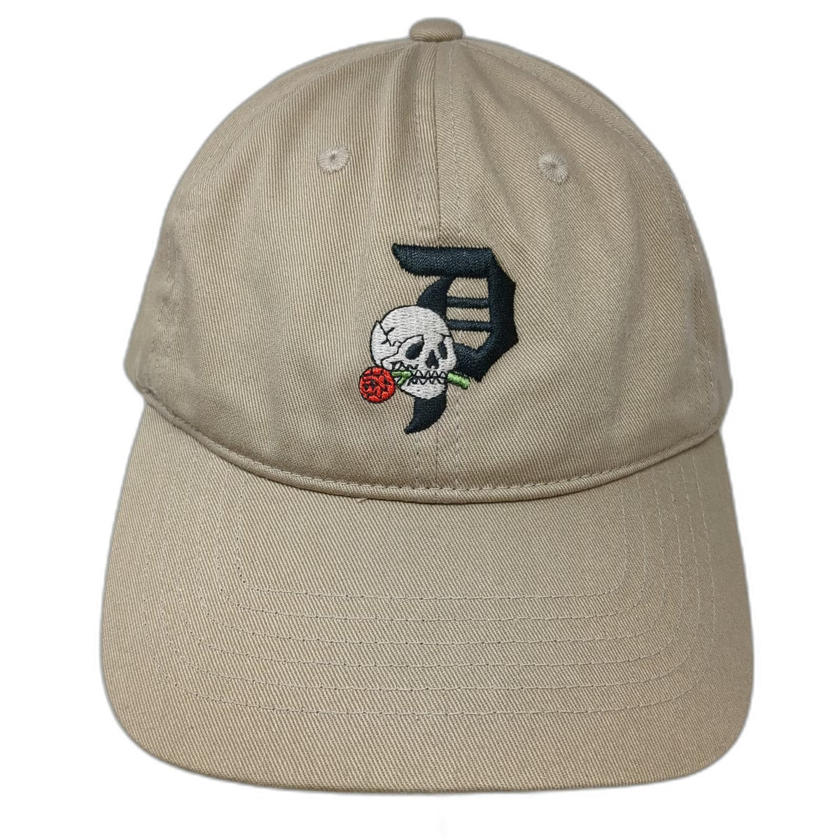 Primitive Baseball Cap Beige One Size Skull Rose Embroidery Skateboarding Hat