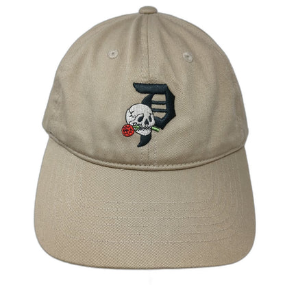 Primitive Baseball Cap Beige One Size Skull Rose Embroidery Skateboarding Hat