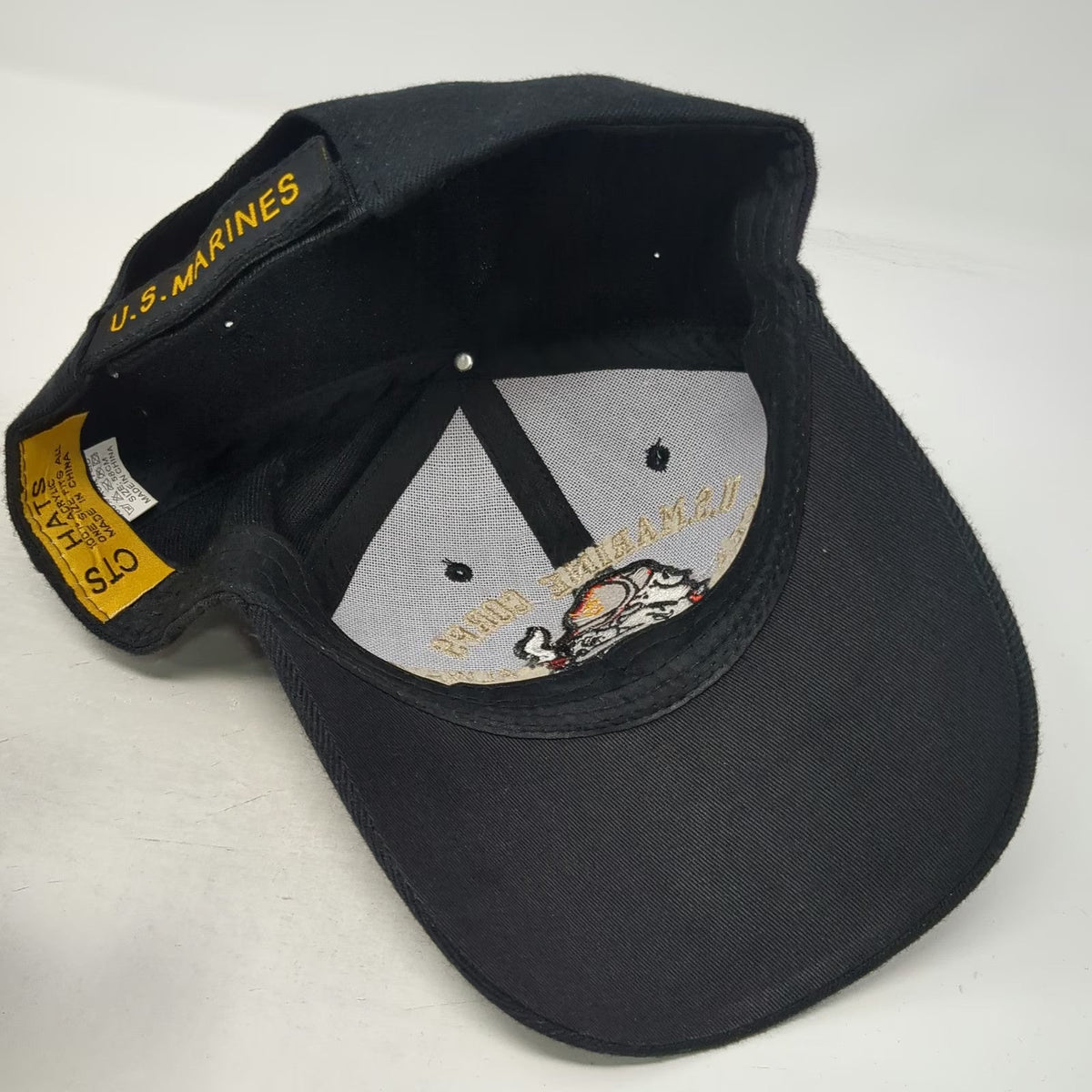 CTS Hats U.S. Marine Corps Bulldog Black One Size Baseball Cap Hat Gold Red