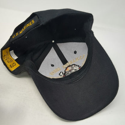 CTS Hats U.S. Marine Corps Bulldog Black One Size Baseball Cap Hat Gold Red