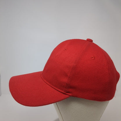 Unbranded Strapback Hat Solid Red One Size Adjustable Blank 6 Panel