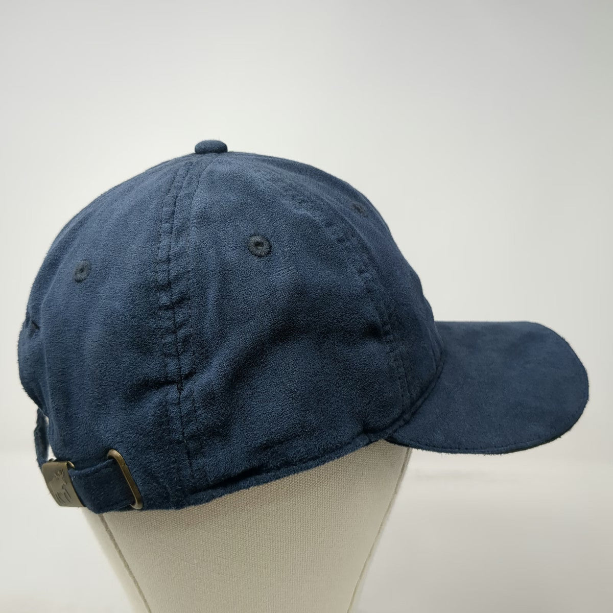Blue Black Baseball Cap OSFM Moose Vermont Faux Suede Hoof Prints Slideback Hat