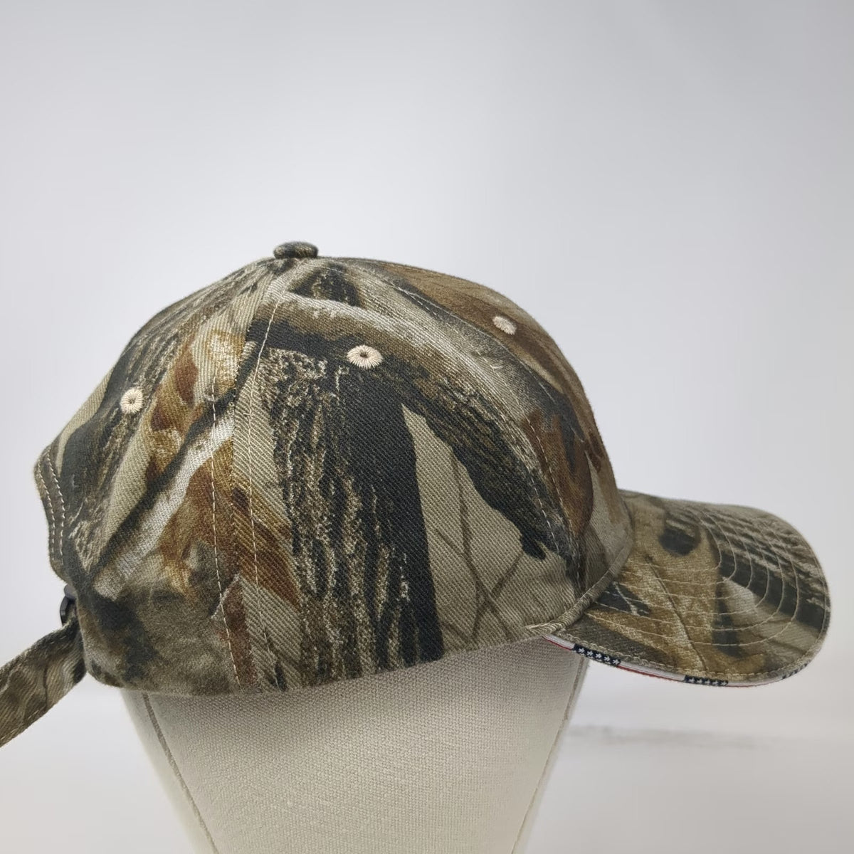 Kati Baseball Cap Brown Camo One Size John Zink American Flag Trim Strapback Hat