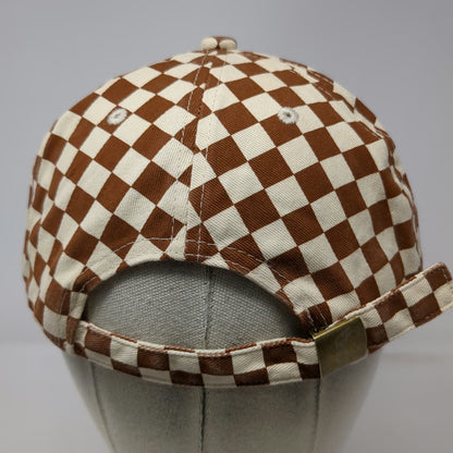 Ascot + Hart Anthropologie 5 Panel Brown Red Heart Checkerboard Hat Strapback