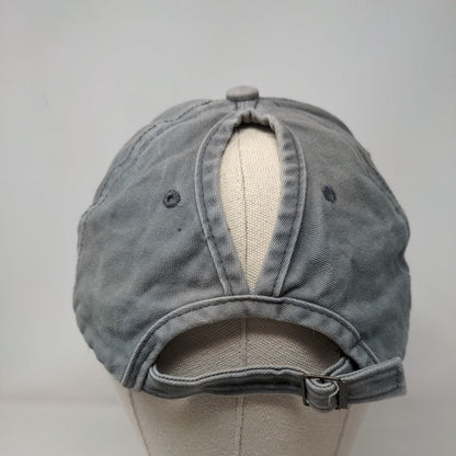 Unbranded Slideback Hat Blue One Size Adjustable Vented Holes Ponyback Blank