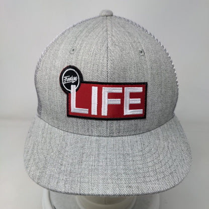 Life Snapback Trucker Hat Gray OSFM Adjustable Embroidered Mesh Back 6 Panel