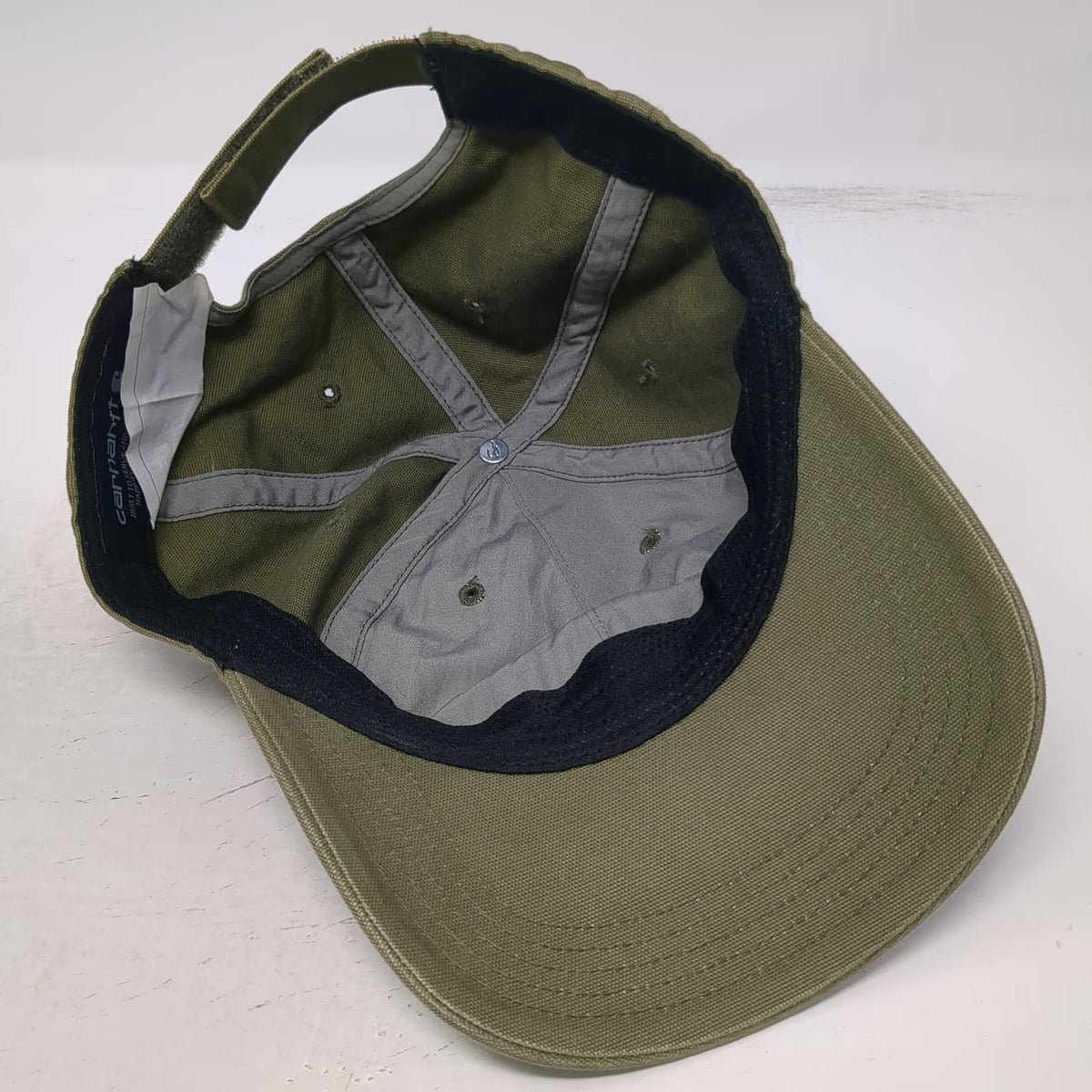 Carhartt Baseball Cap Green One Size Strapback Brown Patch Cotton Canvas Hat