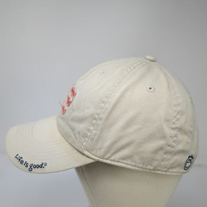 Life is good Baseball Cap Hat Beige Blue Red White One Size Graphic Flag Patch