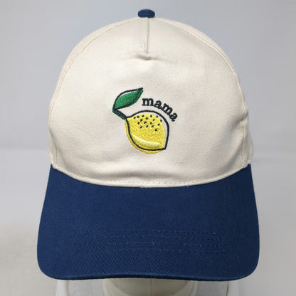 David and Young 5 Panel Hat Beige Blue One Size Mama Lemon Fruit Snapback