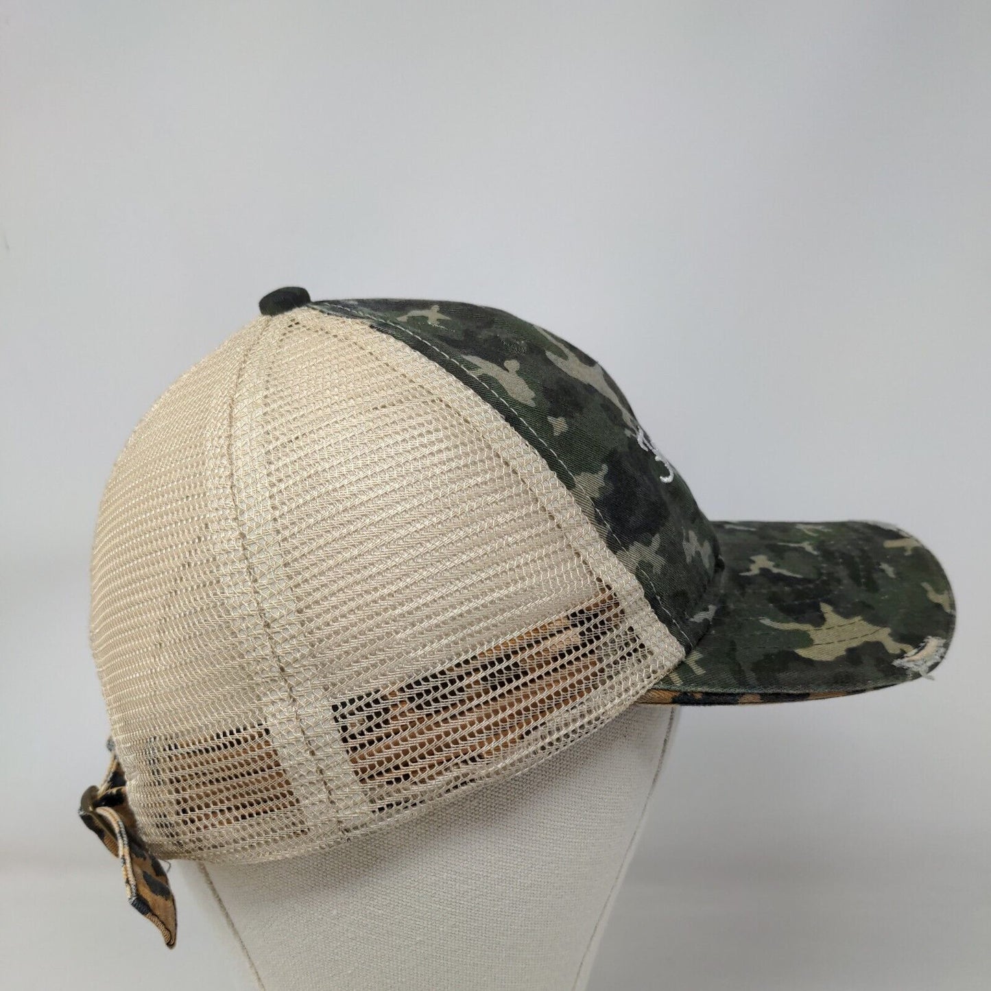 Free Wild Slideback Trucker Hat Camoufalge OSFM Distressed Mesh Back Leopard