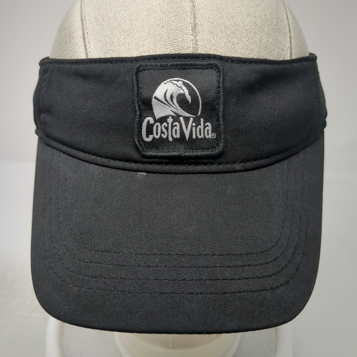 Costa Vida Visor Black One Size Snapback Wave Logo Patch Polyester Beach Hat