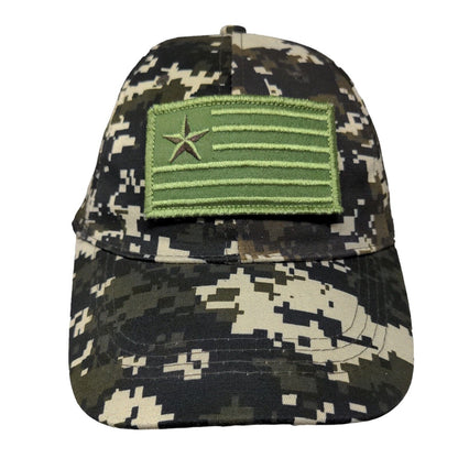 Flag Patch Strapback Hat Camo One Size Adjustable 6 Panel Vent Holes